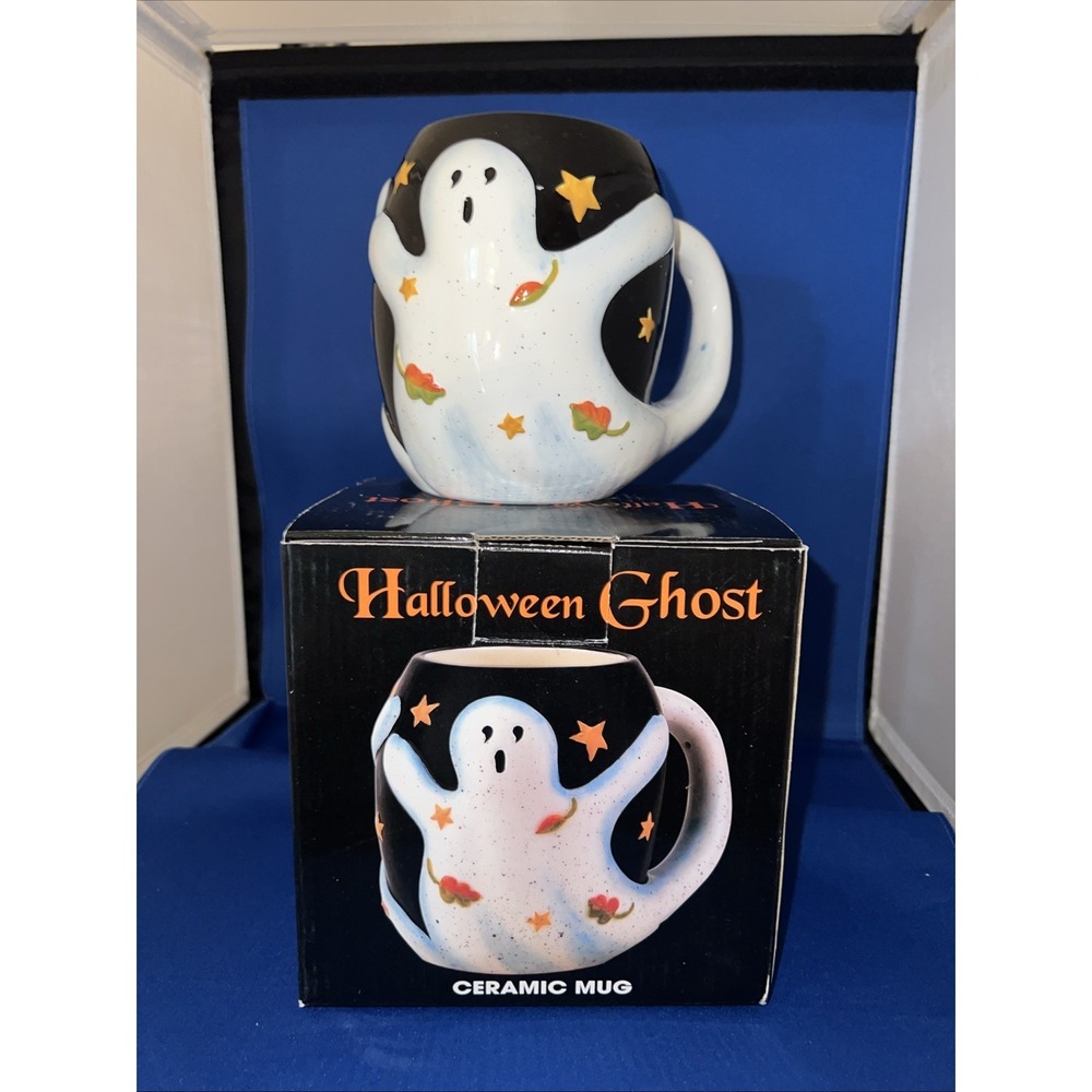 Susan Winget Halloween Hand Painted Scary Ghost Oversized 22oz Coffee Cup